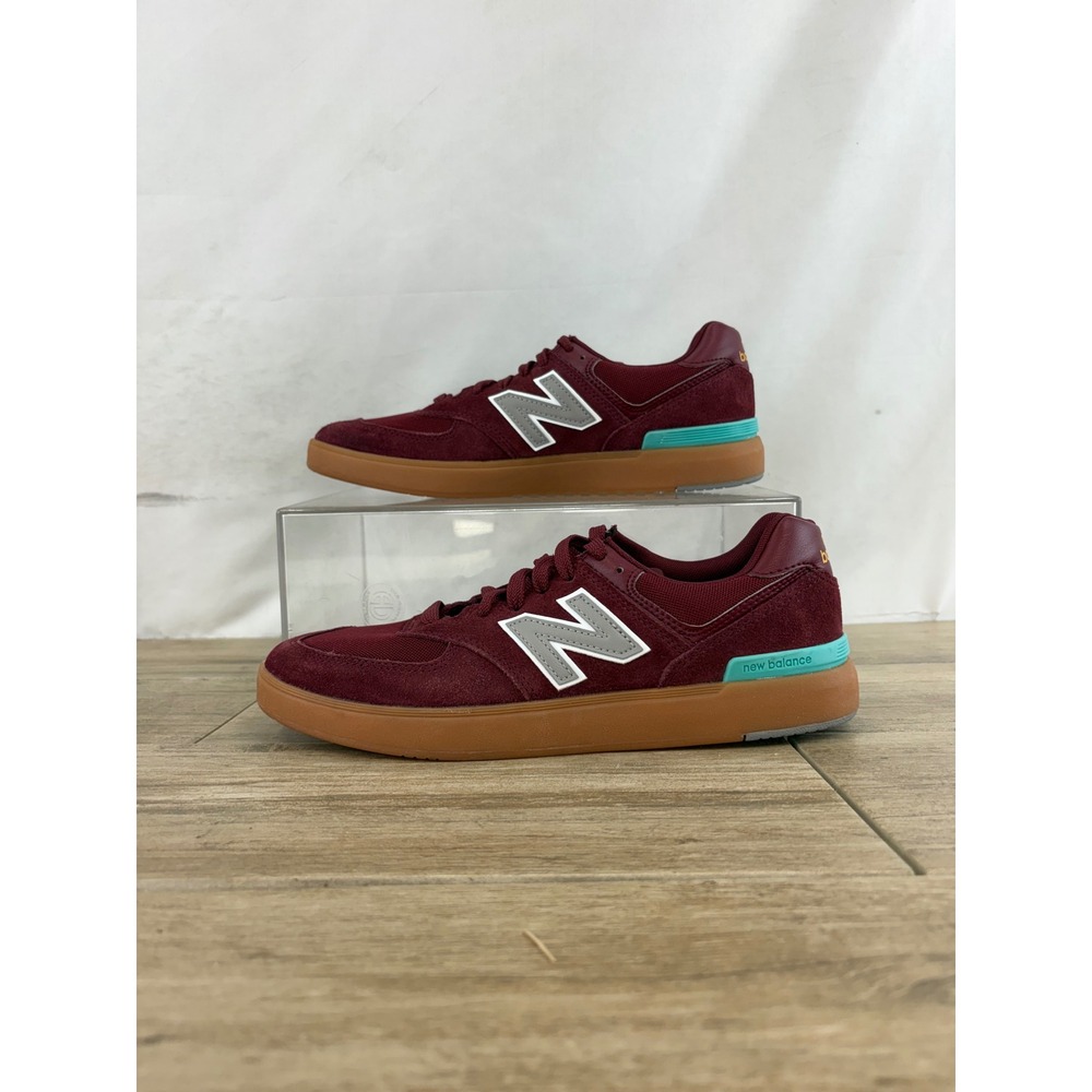 New Balance AM574HNS Mens 9.5 Burgundy Suede Skate Shoes Gum Sole Low Top - Picture 2 of 9